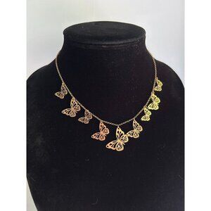 Dyadema Italy 925 Rose Gold over Sterling Silver Butterfly Necklace 17"